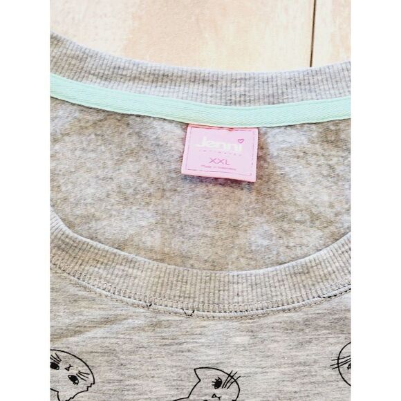 Jenni Intimates XXL Sleep Shirt Top Night Gown‎ Gray Cat Theme "Get Meowta Here" - Picture 4 of 6